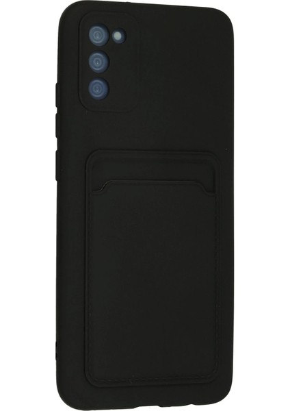 Samsung Galaxy A02S Kılıf Kelvin Kartvizitli Silikon - Siyah Glstd