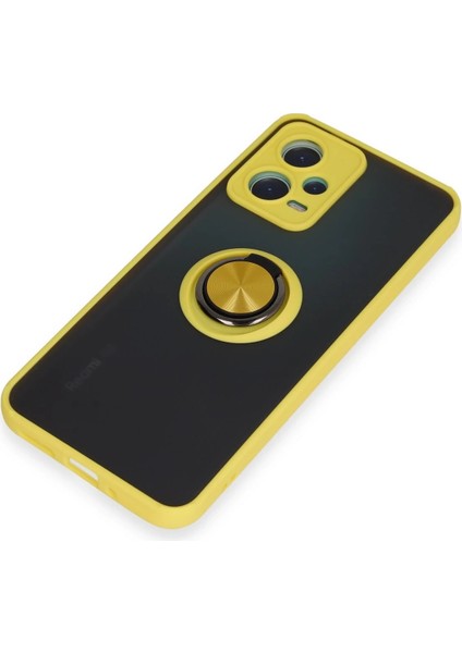Xiaomi Redmi Note 12 5g Kılıf Montreal Yüzüklü Silikon Kapak - Sarı Glstd