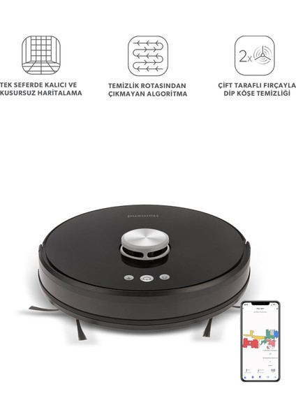 Alex Laser Pro 1283H Moplu ve Haritalamalı Akıllı Robot Süpürge Siyah