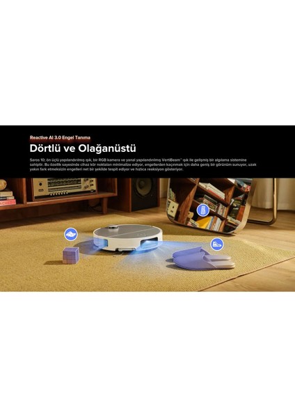 Roborock 22000PA Ultra Emiş Güçlü Gelişmiş Teknolojili Akıllı Robot Süpürge - Kendini Temizleme