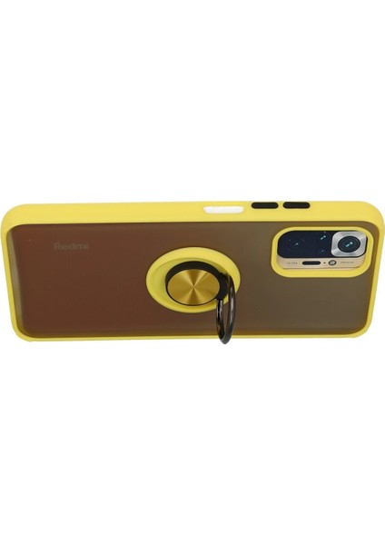 Xiaomi Redmi Note 10 Kılıf Montreal Yüzüklü Silikon Kapak - Sarı Glstd