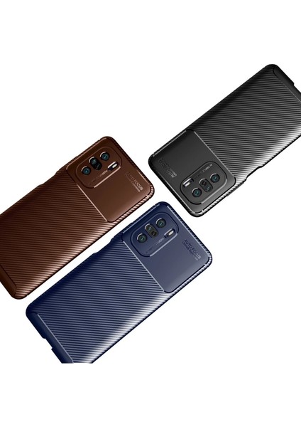 Xiaomi Poco F3 Kılıf Auto Focus Karbon Kapak - Kahverengi Glstd