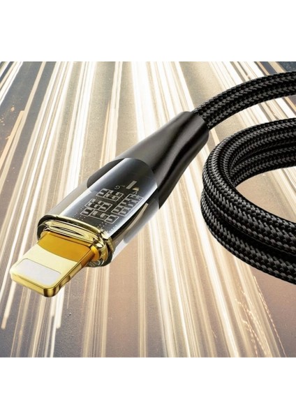 LED Işık Uçlu Sağlam Ip Kablolu USB To Lightning Hızlı Şarj Kablosu