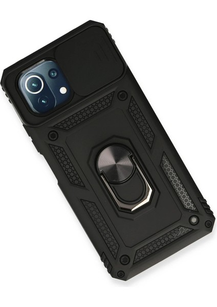 Xiaomi Mi 11 Lite Kılıf Pars Lens Yüzüklü Silikon - Siyah Glstd