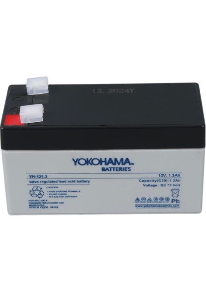 Yokohama YH-121.3 12 Volt - 1.3 Amper Akü (97 x 43 x 52 Mm)