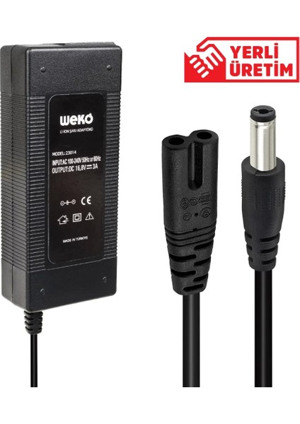 16.8 Volt - 3 Amper 5.5*2.5 Uçlu Kırmızı Yeşil Ledli Masa Tipi Şarj Adaptörü