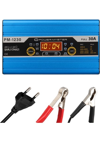 12 Volt Max 30 Amper LCD Ekranlı Akü Şarj Cihazı