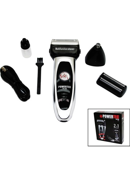 Powertec TR-2502IN1SIFIR Sakal+Tüy Alma Başlık+Sakal Çizme Bıçaklı Yedek Bıçaklı - USB Şarjlı Traş Makinesi