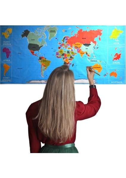 Renkli atlas Dünya haritası Manyetik Yapıştırıcı Gerektirmeyen Duvar Stickerı 118 cm * 56 cm fiyatları