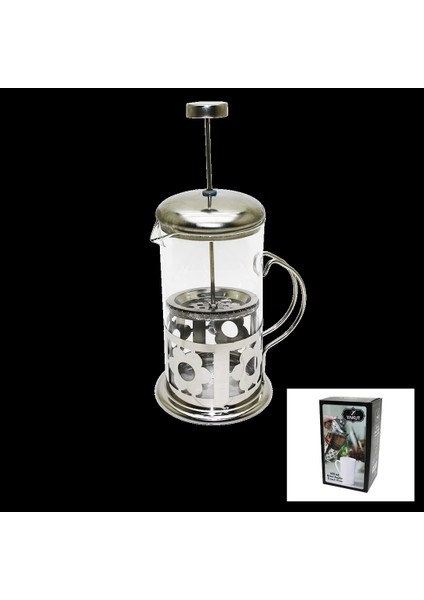 French Press 600ML Cam Bitki Süzgeçi Metal Kafes - Kapak