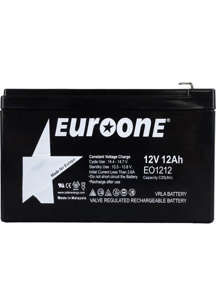 Euroone EO-1212 12 Volt - 12 Amper Akü (151 x 98 x 95 Mm)