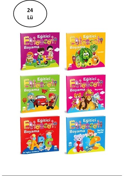 Ema Çocuk Eğitici Eğlenceli Boyama Kitap Seti - 6 Kitap 24'lü