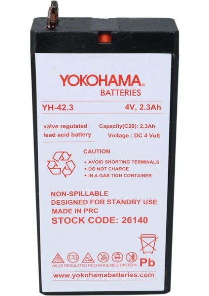 Yokohama Yh-42.3 4 Volt - 2.3 Amper Kuru Akü (50 x 100 x 22 Mm)