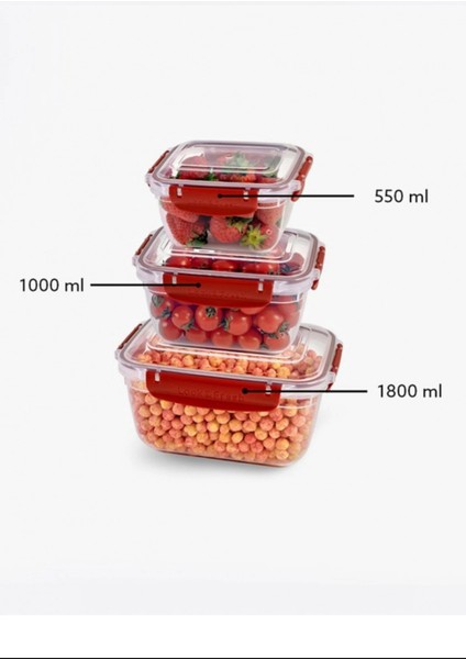 Master Dikdörtgen Saklama Seti 3'lü 550-1000-1800 ml NEMERE-30866