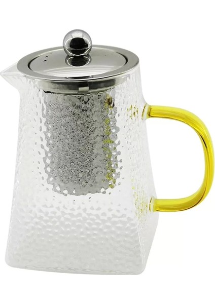 Kare Kabartmalı - Borosilikat Cam Demlik 550ML