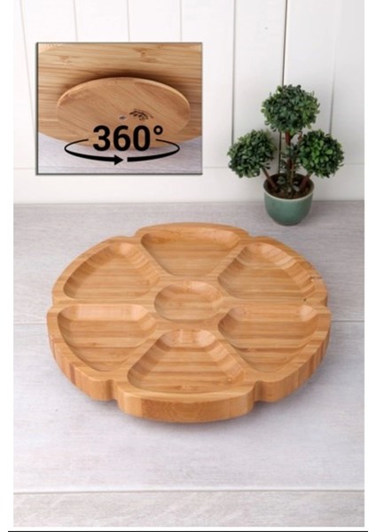 7 Bölmeli 25 cm Dönerli Bambu Sunum Nemere-Bls DS7-2525