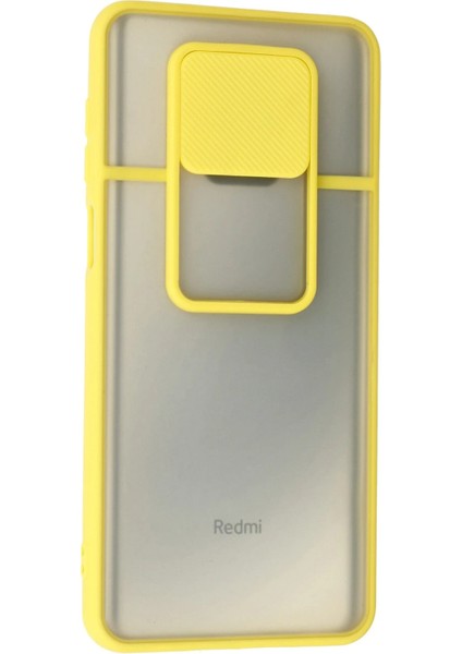 Xiaomi Redmi Note 9 Pro Kılıf Palm Buzlu Kamera Sürgülü Silikon - Sarı Glstd