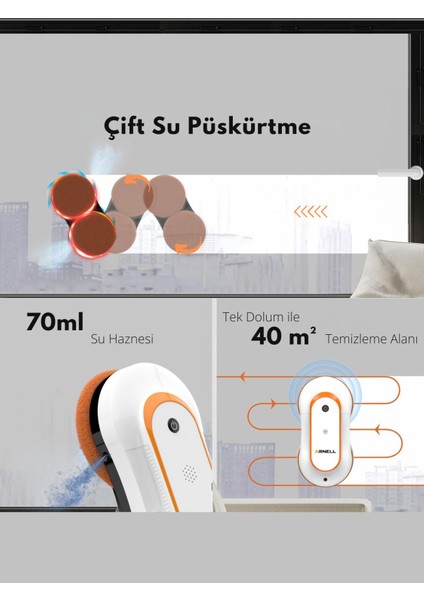 Cam Silme Robotu Cambaz Active Akıllı Cam Temizleme Robotu WCR-2310Y