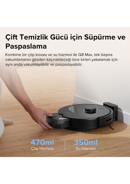 Vacuum Cleanner Q8 Max Robot Süpürge Siyah