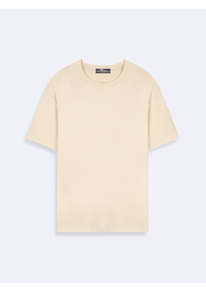 Erkek Loose Bej T-shırt