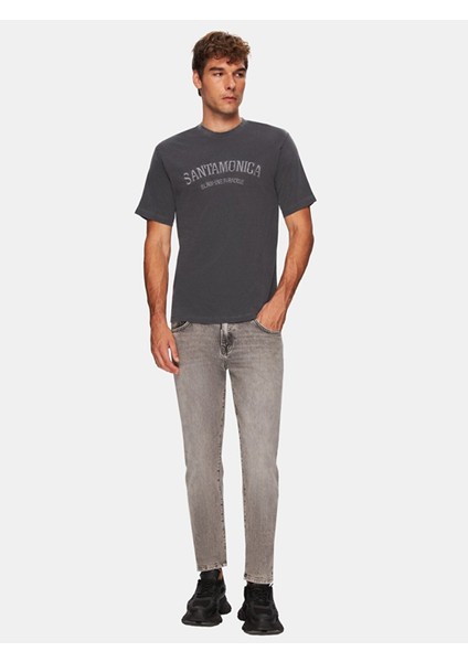 Erkek Loose Antrasit T-shırt