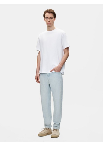 Erkek Loose Beyaz T-shırt