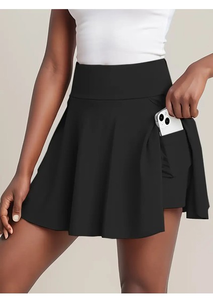 Aknbutik Kadın Yüksek Bel Cepli Sandy Short Etek