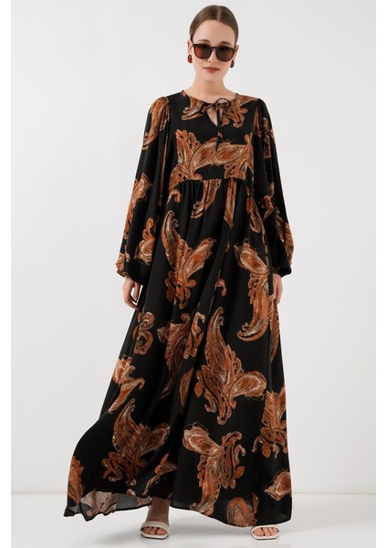 Balon Kol Uzun Tesettür Elbise 2464 - M. Taba fiyatları