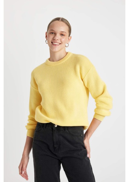 regular Fit Basic Düz Selanik Örgülü Triko KAZAK H6905AZ24WN