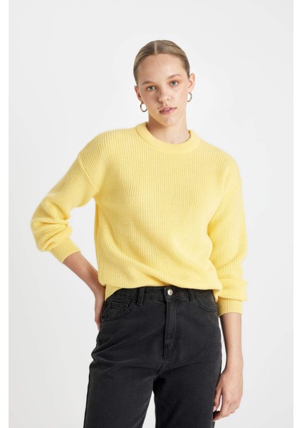 regular Fit Basic Düz Selanik Örgülü Triko KAZAK H6905AZ24WN