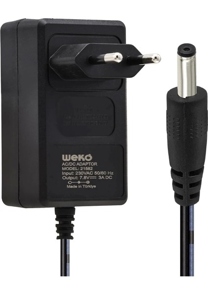 7.8 Volt - 3 Amper 3.5*1.35 Uçlu Yerli Üretim Ac Plastik Yazar Kasa Adaptörü (5047)