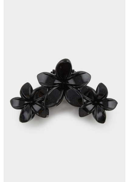 Kadın Siyah Çiçek Mandal Toka F0781AXNS