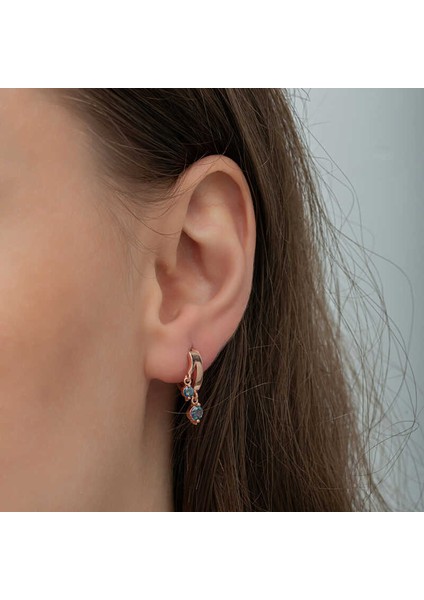 Gümüş Rose Sallantılı Mistik Topaz Kadın Küpe modelleri