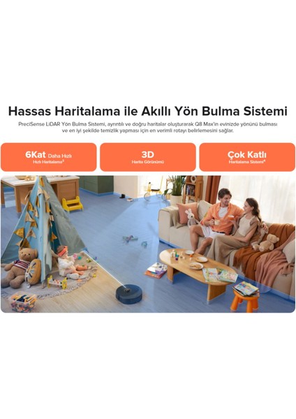 Ultra Akıllı Haritalama, Dönerek Temizleme Lidar Navigasyon Düşük Gürültü Islak/kuru 5500PA