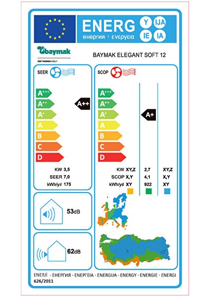 Baymak Elegant Soft Duvar Tipi Klima 12 A++
