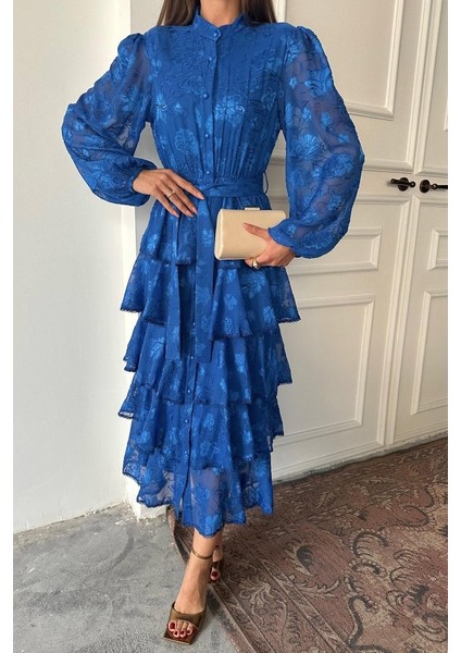 Saks Valonlu Şeritli Kat Kat Elbise fırsatları