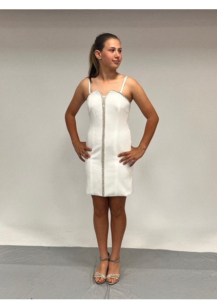 Kız Çocuk Abiye Krem Krep Kumaş Askılı Taş Şerit Işlemeli Kolları Farbalı Çıkabilen Pelerin Detaylı Illüzyon Yaka Abiye Elbise 10-15 Yaş indirimleri