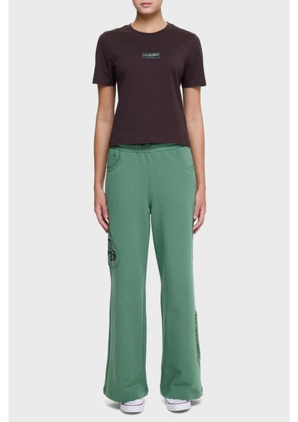 Logolu % 100 Pamuk Regular Fit Bisiklet Yaka T Shirt Bayan T Shirt LB25SSUNLFUTS fırsatları