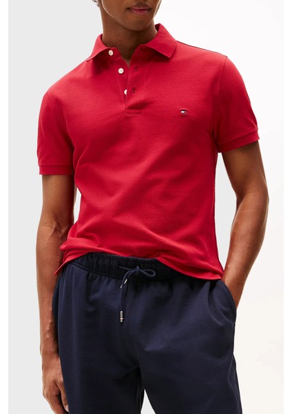 Streç Pamuklu Slim Fit Düğmeli Polo Yaka T Shirt Erkek Polo Yaka T Shirt MW0MW17771 Xld