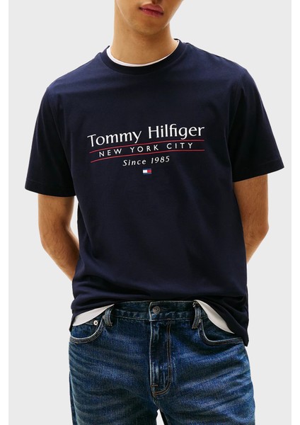 % 100 Pamuk Regular Fit Bisiklet Yaka Logolu T Shirt Erkek T Shirt MW0MW38621 Dw5