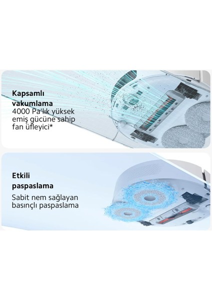Hepa Filtre, Halı Tanıma, Çift Ped, 3D Engellerden Kaçınma, Basınçlı Paspas Özellikli Robot Süpürge