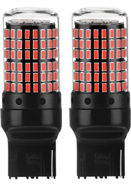 2x Araba 3014 144SMD Canbus T20 7440 W21W LED Ampuller Dönüş Sinyal Lambaları Park Freni Lambası Geri Vites Lambaları Kırmızı (Yurt Dışından)