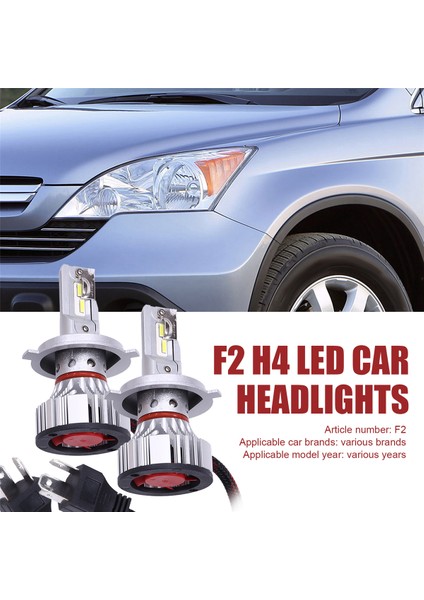 F2 H4 LED Araba Farı LED Canbus 72W 12000LM 6500K Otomatik Far Sis Lambası Ampulleri (Yurt Dışından)