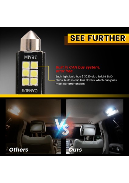 Son Derece Parlak 400 Lümen 3020 Yonga Seti Canbus Hatasız LED Ampuller Iç Araç Aydınlatmaları Plaka Kubbe Harita Kapı Nezaket 36MM Çelenk DE3175 6428 Xenon Beyaz (Yurt Dışından)