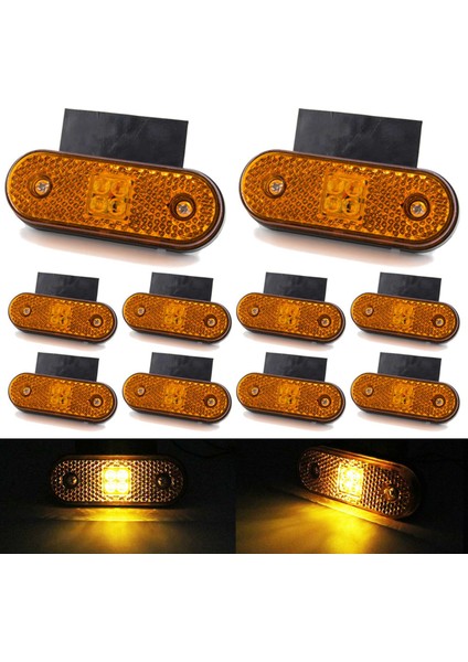 10 Adet 4 LED 24V Yan Sinyal Lambası Dönüş Sinyali Arka Kuyruk Gümrükleme Lambası Araba Kamyon Traktör Rv Römork Pikap Sarı (Yurt Dışından)