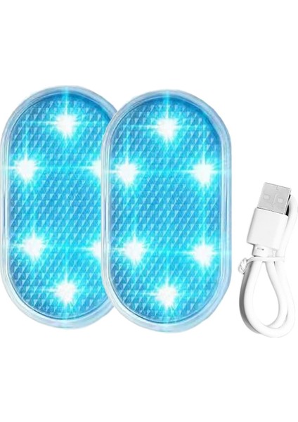 2 Adet USB Araba Şarjı Kapalı Atmosfer Işığı Araba Aydınlatma Okuma Işığı LED Atmosfer Işığı Basın Sensörü Buz Mavisi (Yurt Dışından)