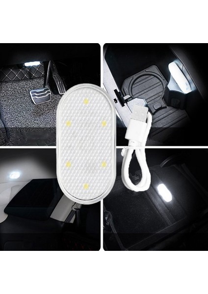 2 Adet USB Araba Şarjı Kapalı Atmosfer Işığı Araba Aydınlatma Okuma Işığı LED Atmosfer Işığı Basın Sensörü Buz Mavisi (Yurt Dışından)