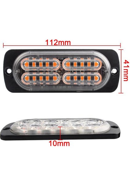 4 Adet 20LED Stroboskop 12V Strobe Işık 4'ü 1 Arada Araba Acil Durum Işığı Işaret Lambası Acil Durum Flaş Işığı (Sarı Işık) (Yurt Dışından)