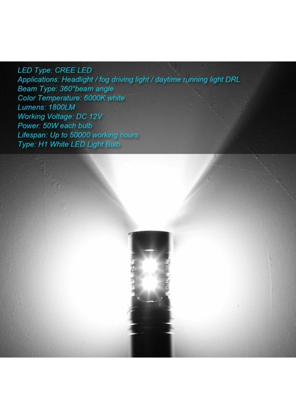 4pcs H1 LED Far Sis Sürüş Ampulleri 6000K Süper Beyaz 200W (Yurt Dışından) indirimleri