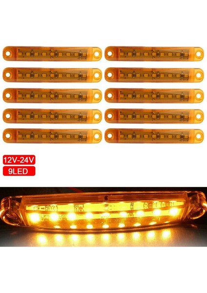 10 Adet Amber 9 LED Mühürlü Yan Işaretleyici Park Lambası Sinyal Işığı 12V Araba Kamyon Römork Kamyon Için (Yurt Dışından)